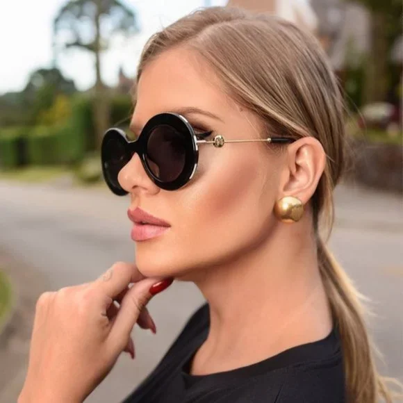 Carolina Herrera Sunglasses CH0020 Violet Oval Round Oversized Acetate - Picture 2 of 16